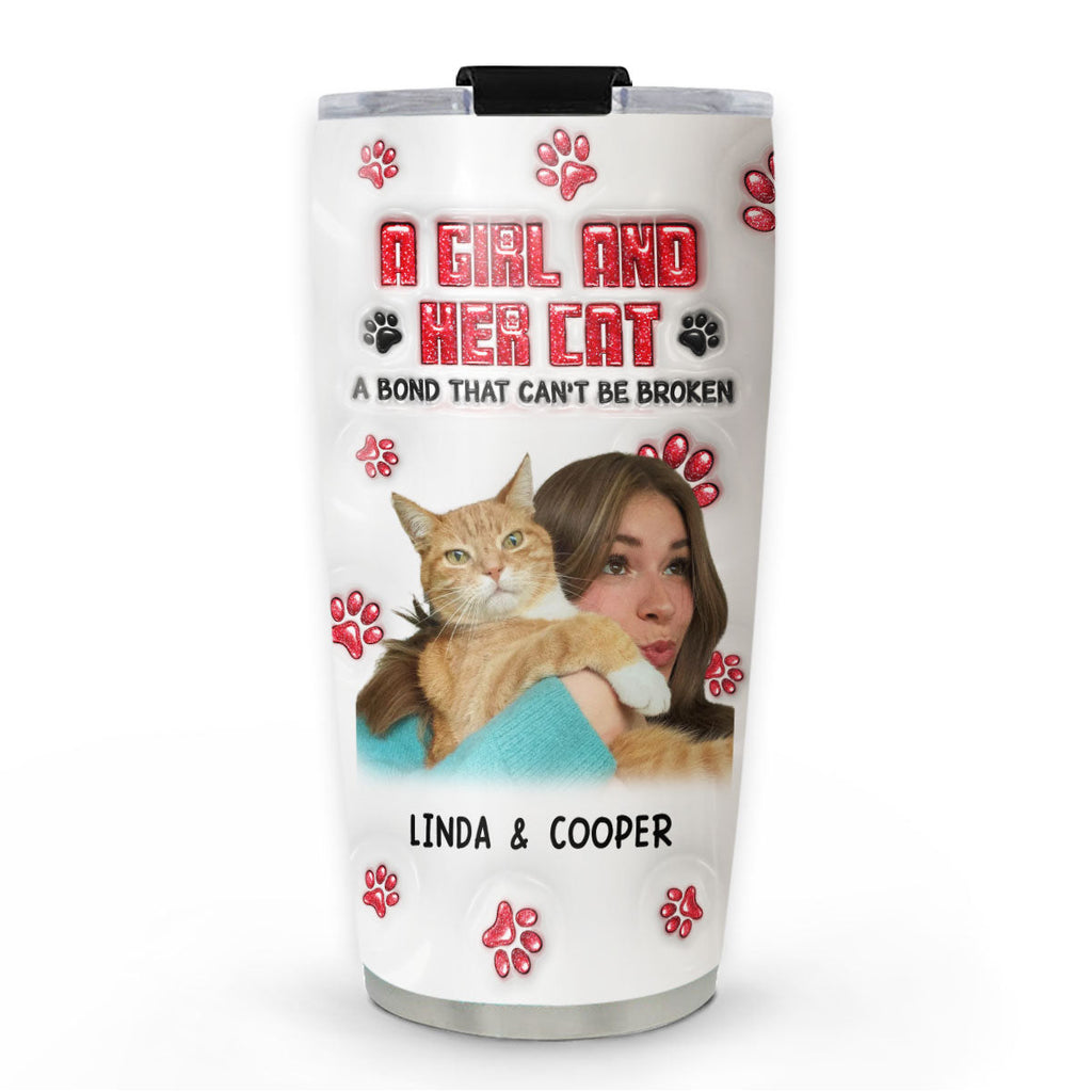 Custom Photo Christmas Birthday Gifts For Cat Lovers • No Space Between Us Cats Photo Ver - Personalized 3D Inflated Effect Tumbler