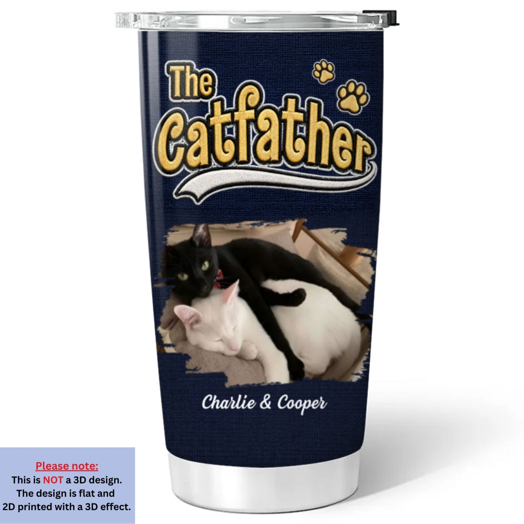 Custom Photo Father's day Birthday Gifts For Cat Dad, Cat Lovers • New Effect Cool Cat Father - Personalized Tumbler