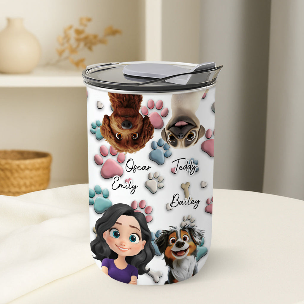 Custom Christmas Birthday Gifts For Dog Lovers • Dog And Human Cartoon - Personalized 10oz Tumbler