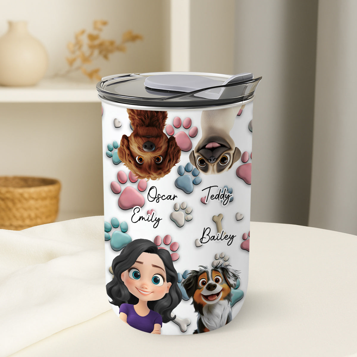 Custom Christmas Birthday Gifts For Dog Lovers • Dog And Human Cartoon - Personalized 10oz Tumbler
