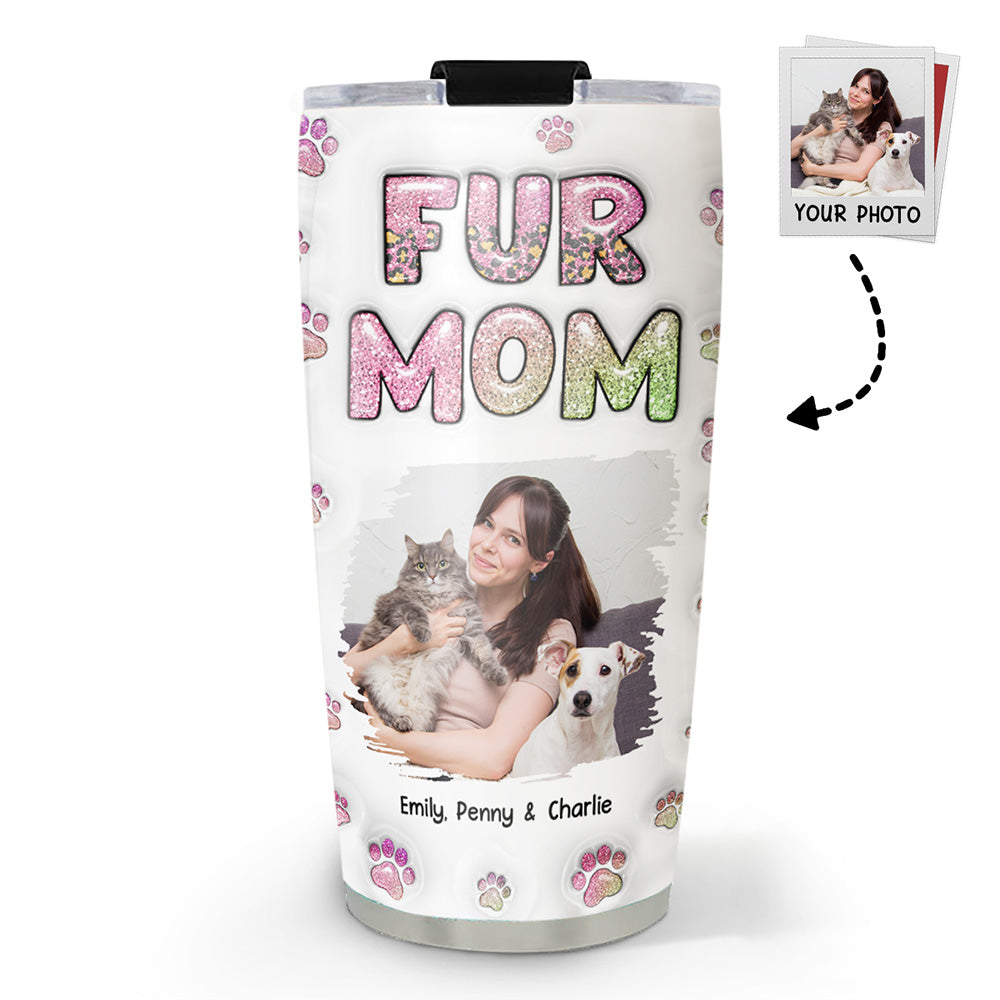 Custom Photo Christmas Birthday Gifts For Pet Mom, Pet Lovers • Fur Mom Lovely Chibi Version 2 Photo - Personalized 3D Inflated Effect Tumbler