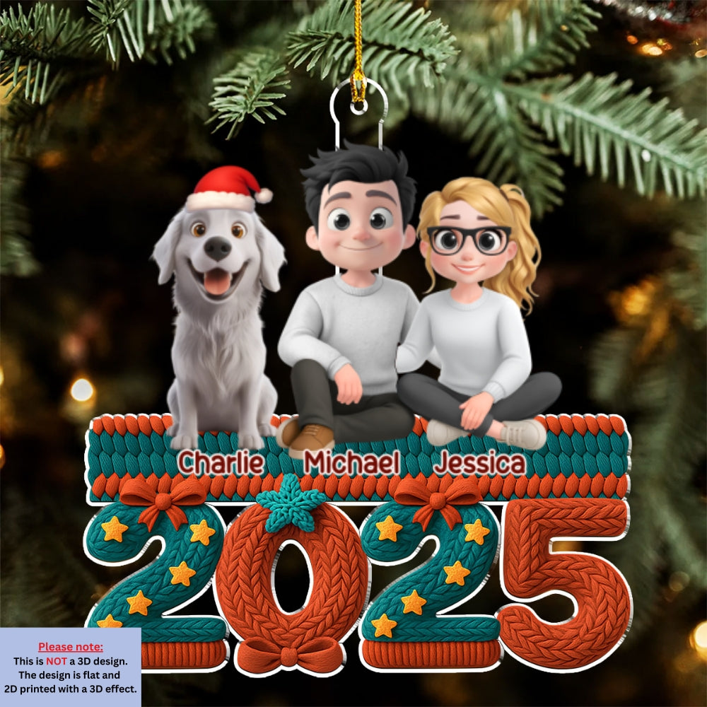 Custom Christmas Decor Home Birthday Gifts For Dog Lovers • Jolly Year - Personalized 3D Effect Acrylic Ornament