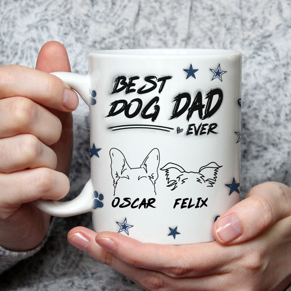 Custom Christmas Birthday Gifts For Pet Dad, Pet Lovers • Best Dog Dad Line - Personalized 3D Inflated Effect Mug