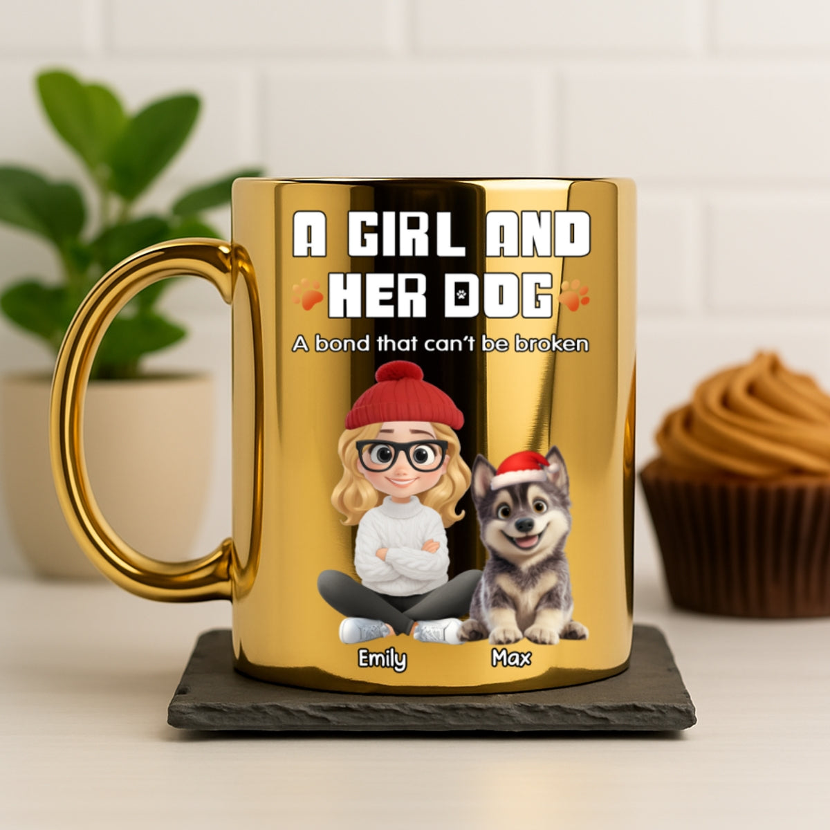Custom Christmas Birthday Gifts For Dog Mom, Dog Lovers • A Girl And Her Dog - Personalized Metallic Mug