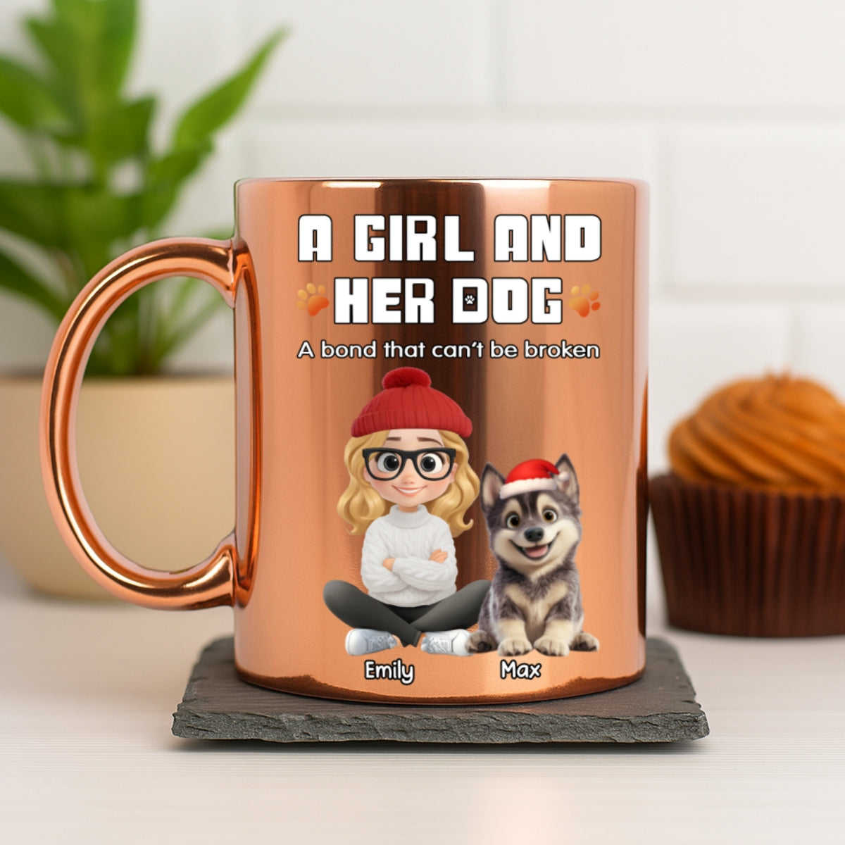 Custom Christmas Birthday Gifts For Dog Mom, Dog Lovers • A Girl And Her Dog - Personalized Metallic Mug