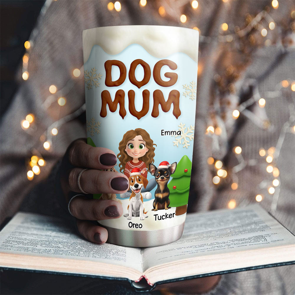Custom Christmas Birthday Gifts For Dog Lovers • Dog Mom Dad Christmas Color - Personalized 3D Effect Tumbler