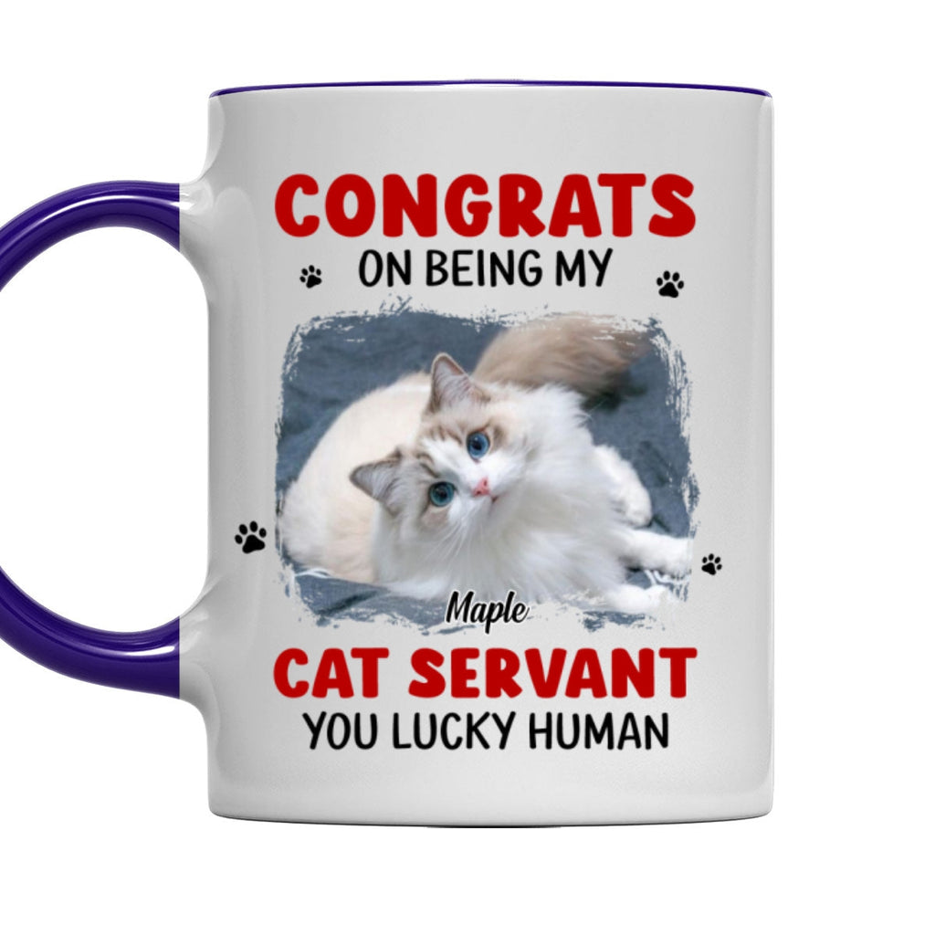 Custom Photo Christmas Birthday Gifts For Cat Lovers • You Lucky Hooman Cat Servant Photo - Personalized Accent Mug