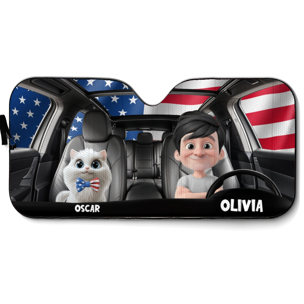 Custom Christmas Birthday Gifts Car Accessories for Cat Parents • American Cat - Personalized Car Sunshade