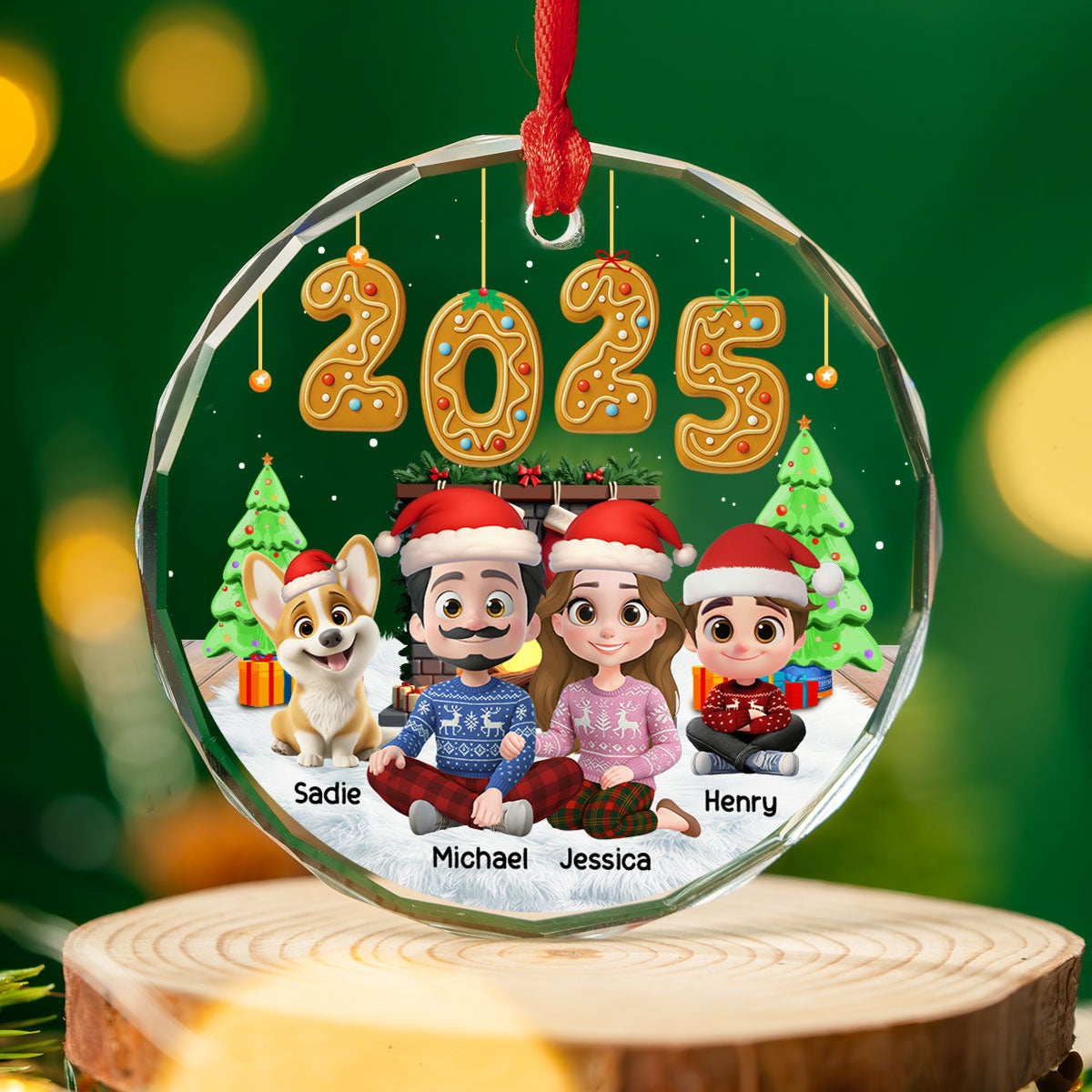 Custom Christmas Decor Home Birthday Gifts For Dog Lovers • Family Of The Year - Personalized Glass Ornament