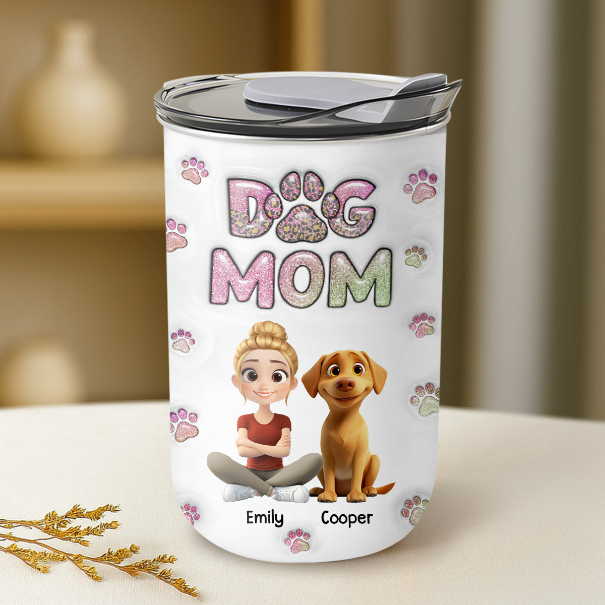 Custom Christmas Birthday Gifts For Dog Lovers • Dog Mom Lovely Chibi - Personalized 10oz Tumbler