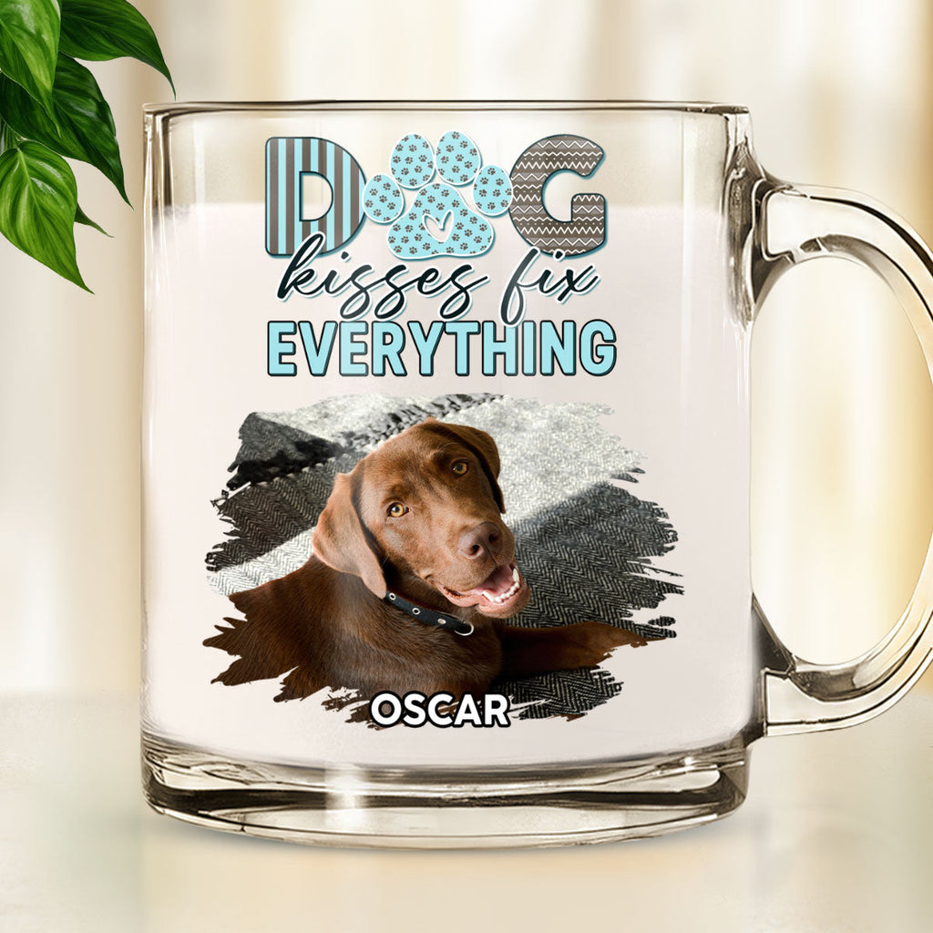 Custom Photo Christmas Birthday Gifts For Dog Lovers • Dog Kisses Above All Photo - Personalized Glass Mug
