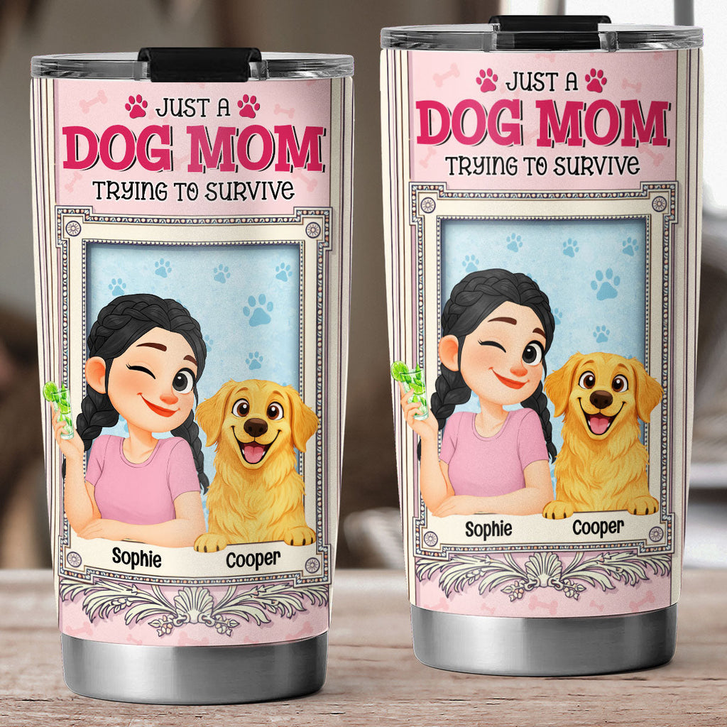 Custom Christmas Birthday Gifts For Dog Mom, Dog Lovers • Survive My Single Dog Mom Life - Personalized Tumbler