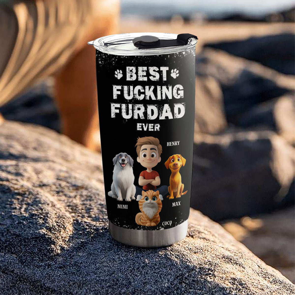 Custom Christmas Birthday Gifts For Pet Dad, Pet Lovers • This Is The Best Fur Dad - Personalized Tumbler