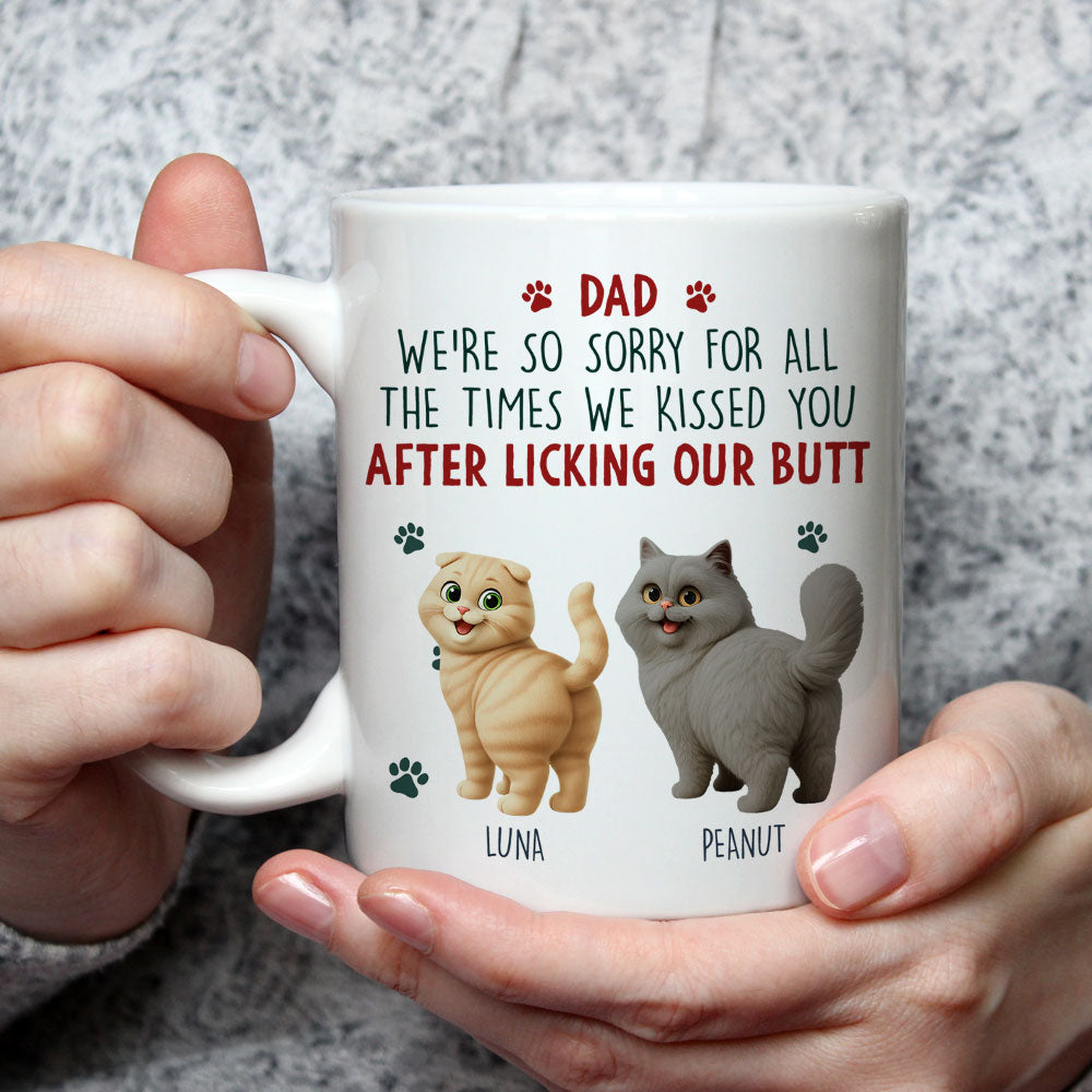 Custom Christmas Birthday Gifts For Dog Lovers • Sorry Mom Dad Cat Version - Personalized Coffee Mug