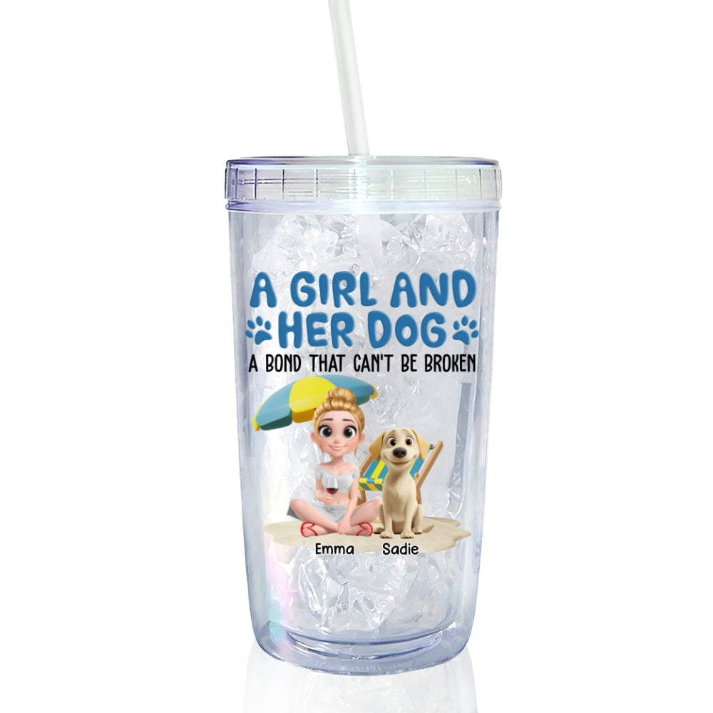 Custom Christmas Birthday Gifts For Dog Mom, Dog Lovers • A Girl And Her Dogs - Personalized 14oz Plastic Tumbler