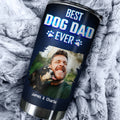 Custom Photo Father's day Birthday Gifts For Dog Dad, Dog Lovers • Dog Dad Blue Photo - Personalized Tumbler