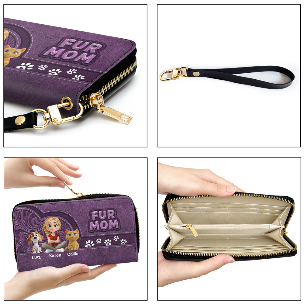 Chibi Cartoon Pet Mom - Personalized Leather Wallet