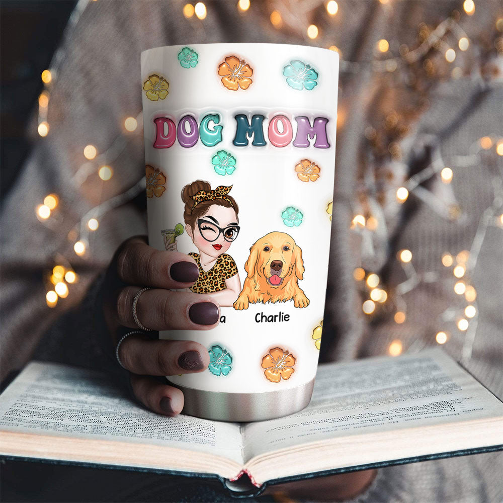 Custom Mother's day Birthday Gifts For Dog Mom, Dog Lovers • Dog Mom Summer - Personalized 3D Inflated Effect Tumbler