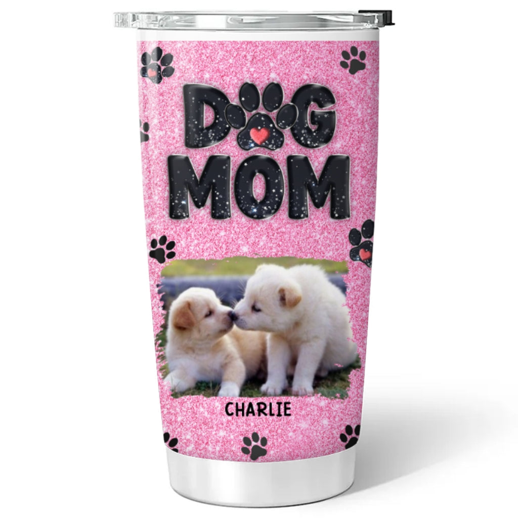 Custom Photo Christmas Birthday Gifts For Dog Mom, Dog Lovers • Lovely Dog Mom Blink Photo - Personalized Tumbler