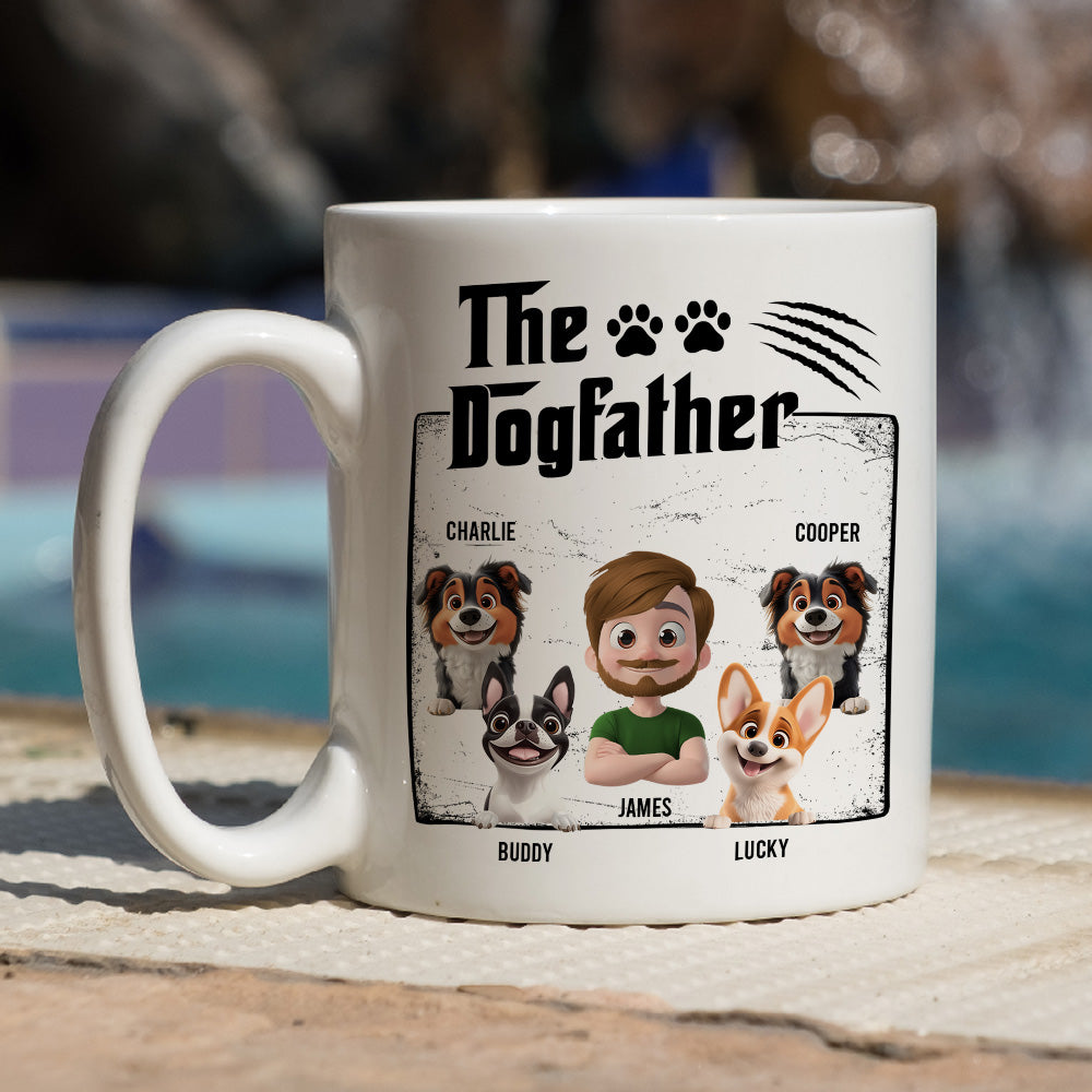 Custom Father's day Birthday Gifts For Dog Dad, Dog Lovers • The Dogfather - Personalized Coffee Mug