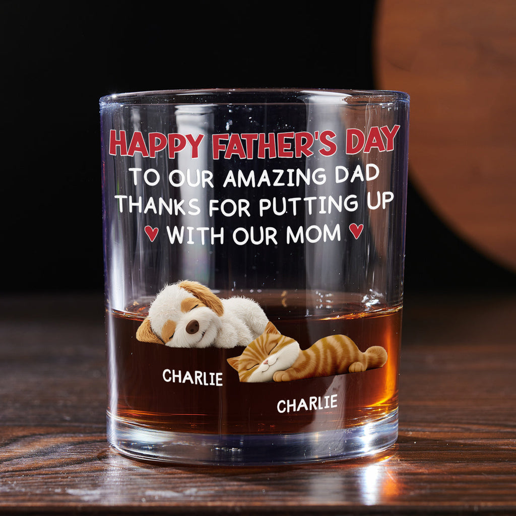 Putting Up With Pet Mom Mum - Personalized Whiskey Glass