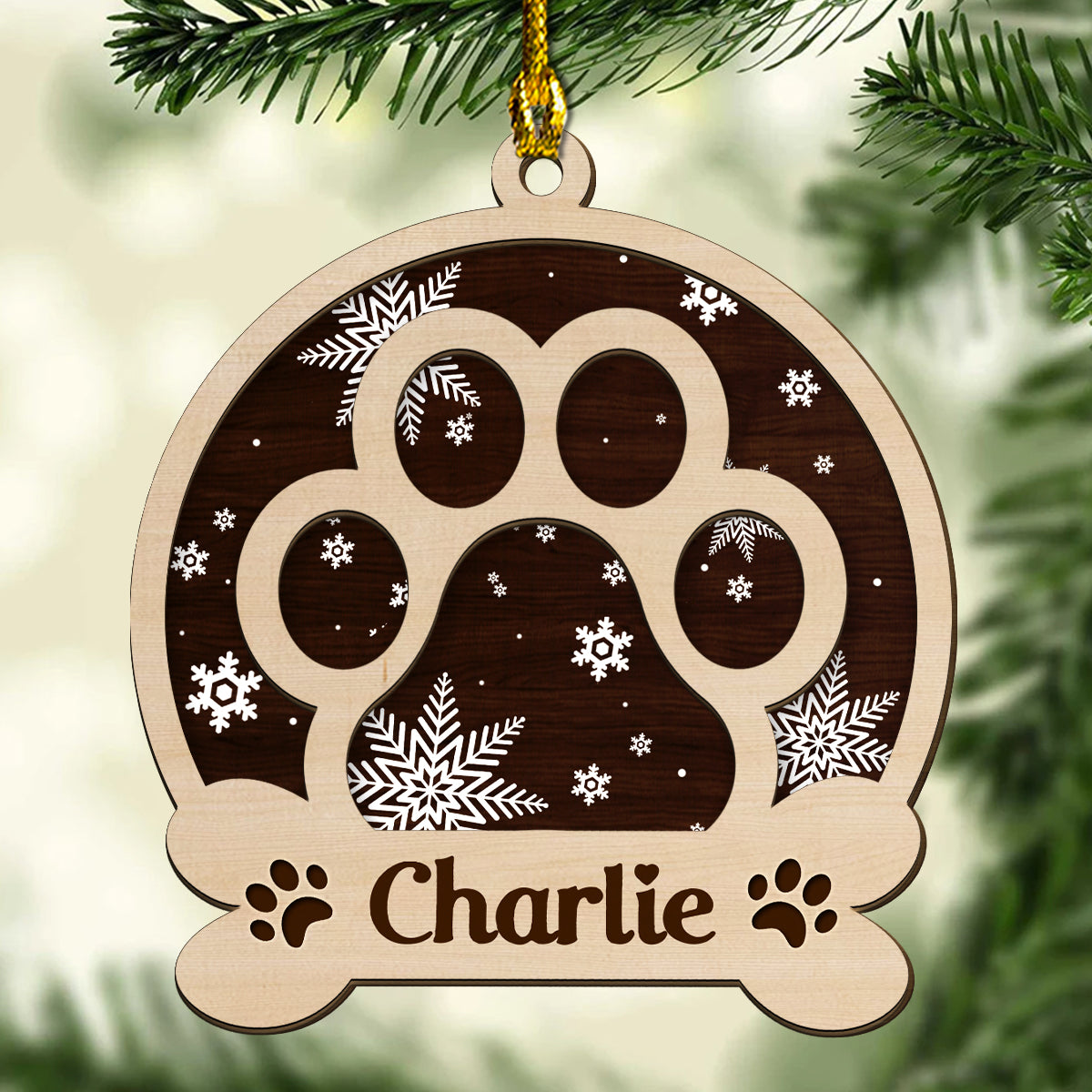 Custom Christmas Decor Home Birthday Gifts For Dog Lovers, Dog Dad And Mom • Dog Name Christmas - Personalized 2-layered Wood Ornament