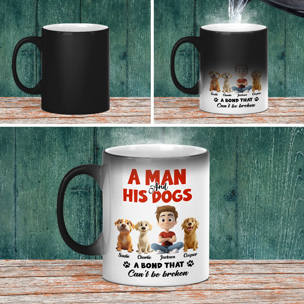 Custom Father's day Birthday Gifts For Dog Dad, Dog Lovers • Unbroken Bond - Personalized Color Changing Mug