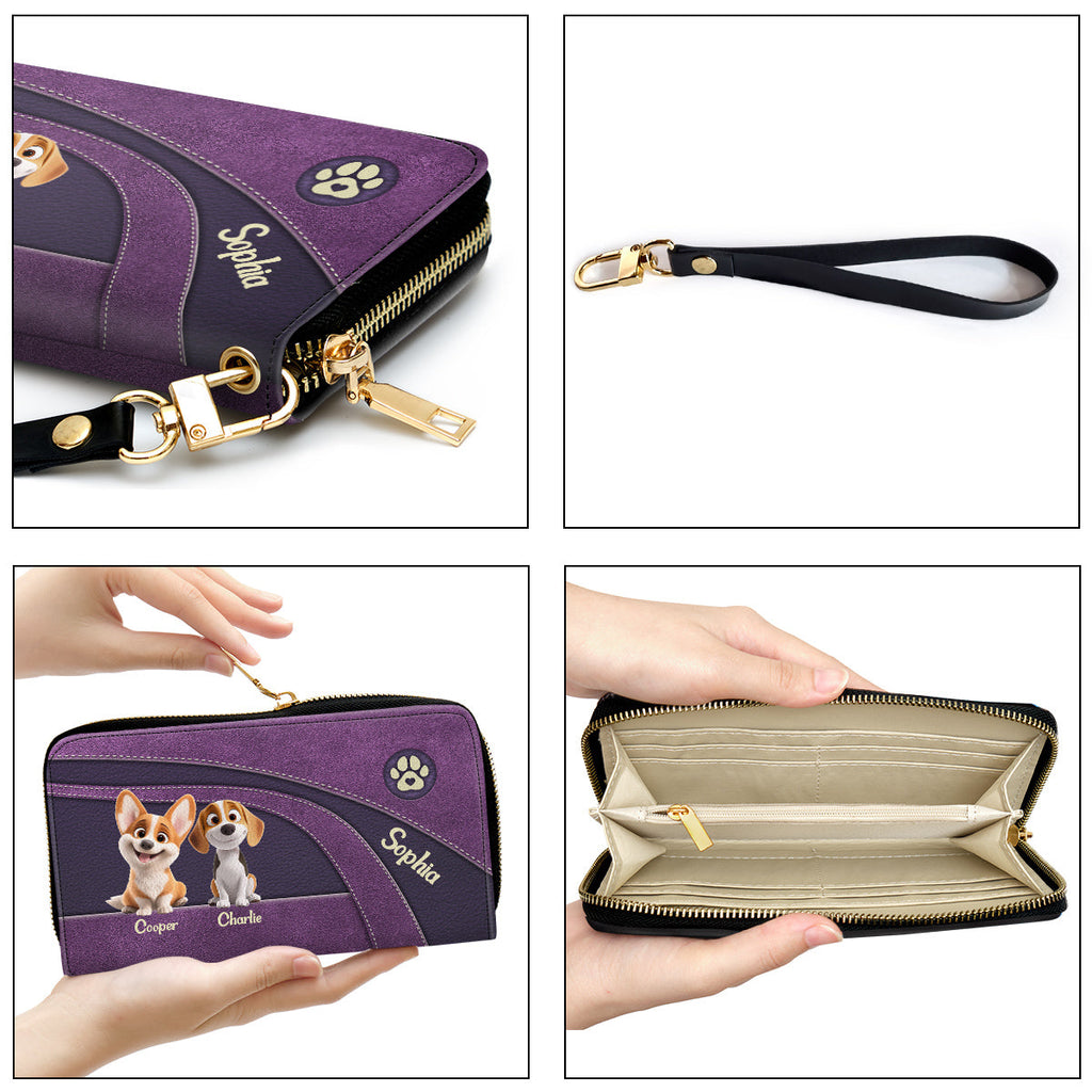 Lovely Baby Dogs Cartoon - Personalized Leather Wallet