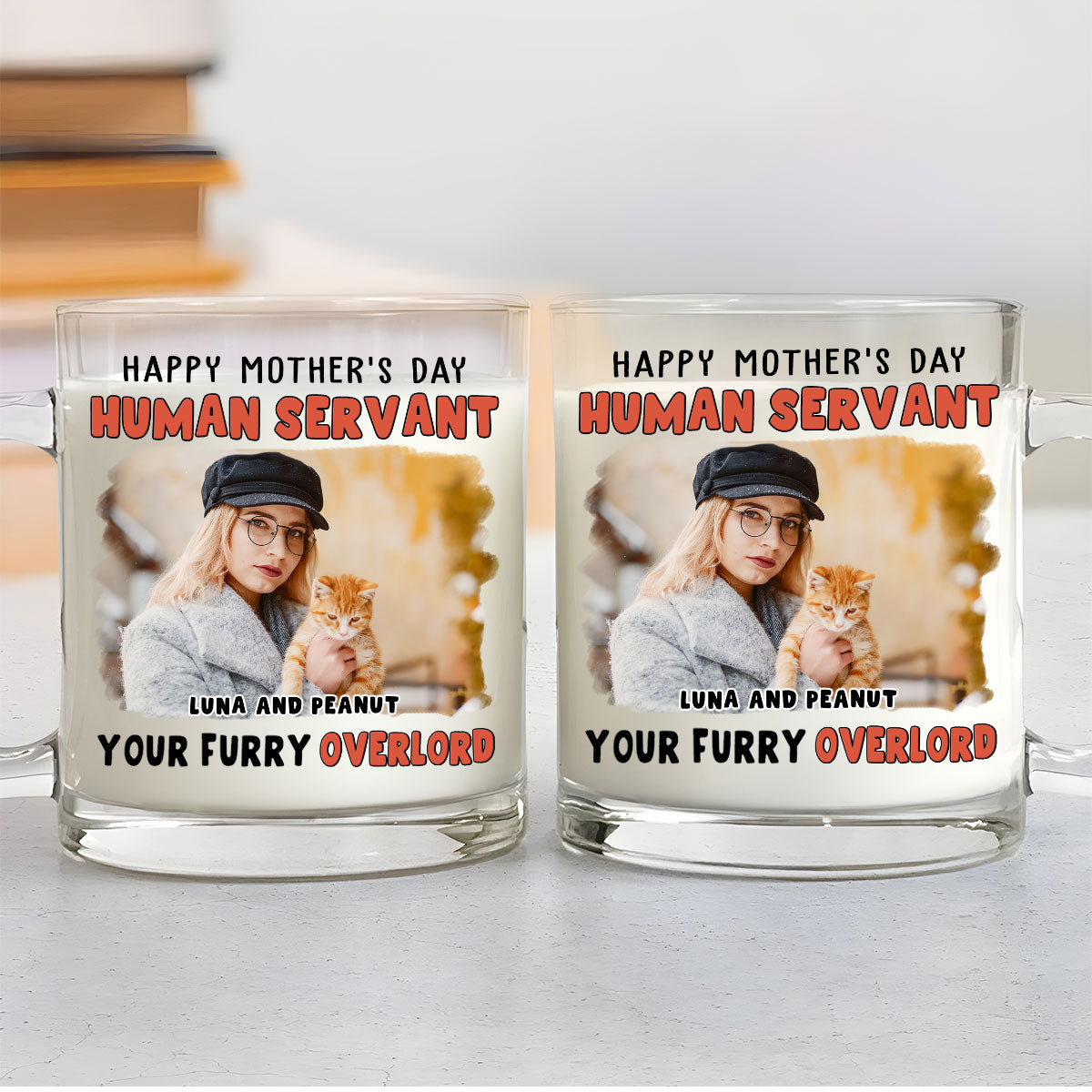 Custom Photo Father's day Birthday Gifts For Cat Dad, Cat Lovers • Your Furry Overlords Photo - Personalized Glass Mug