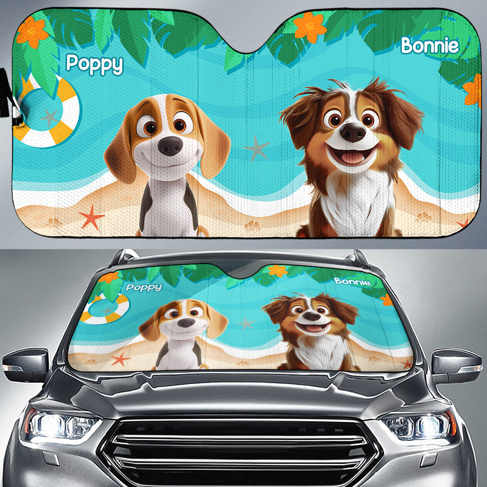 Custom Christmas Birthday Gifts Car Accessories for Dog Parents • Dog Hello Summer - Personalized Car Sunshade