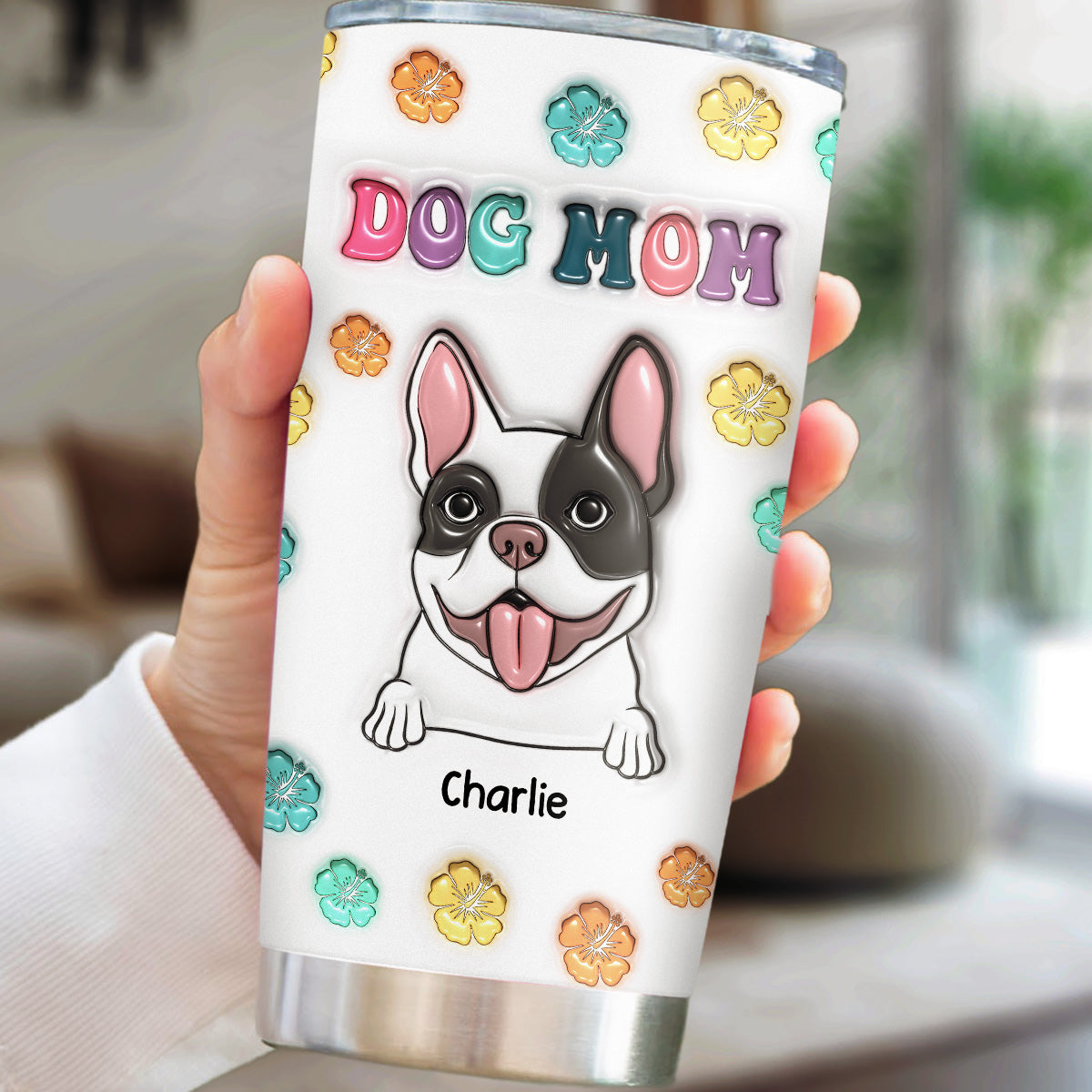 Custom Mother's day Birthday Gifts For Pet Mom, Pet Lovers • Dog Mom Mum - Personalized 3D Inflated Effect Tumbler