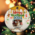 Happy Woofmas Photo - Personalized 3D Inflated Effect Ceramic Ornament