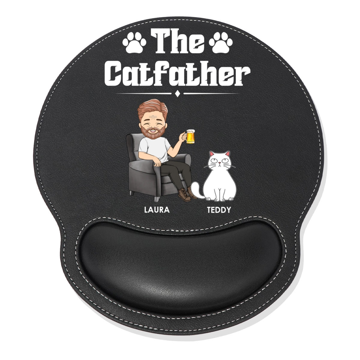 The Catfather - Personalized Leather Mouse Pad