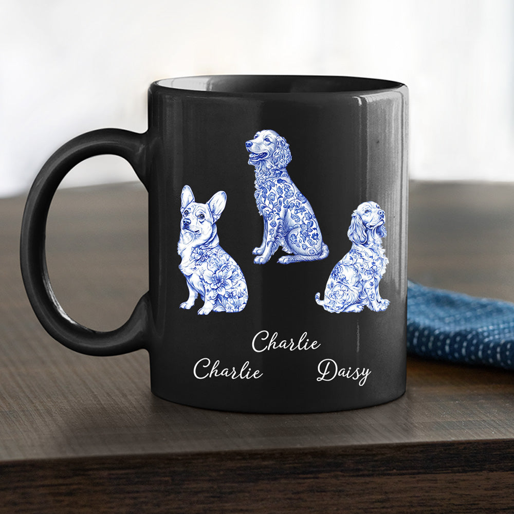 Custom Christmas Birthday Gifts For Dog Mom, Dog Lovers • Chinoiserie Toile Dog - Personalized Coffee Mug