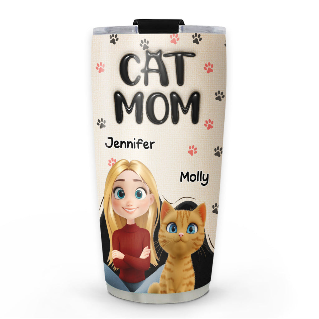 Custom Christmas Birthday Gifts For Cat Mom, Cat Lovers • Mom Love Cat The Most - Personalized 3D Inflated Effect Tumbler