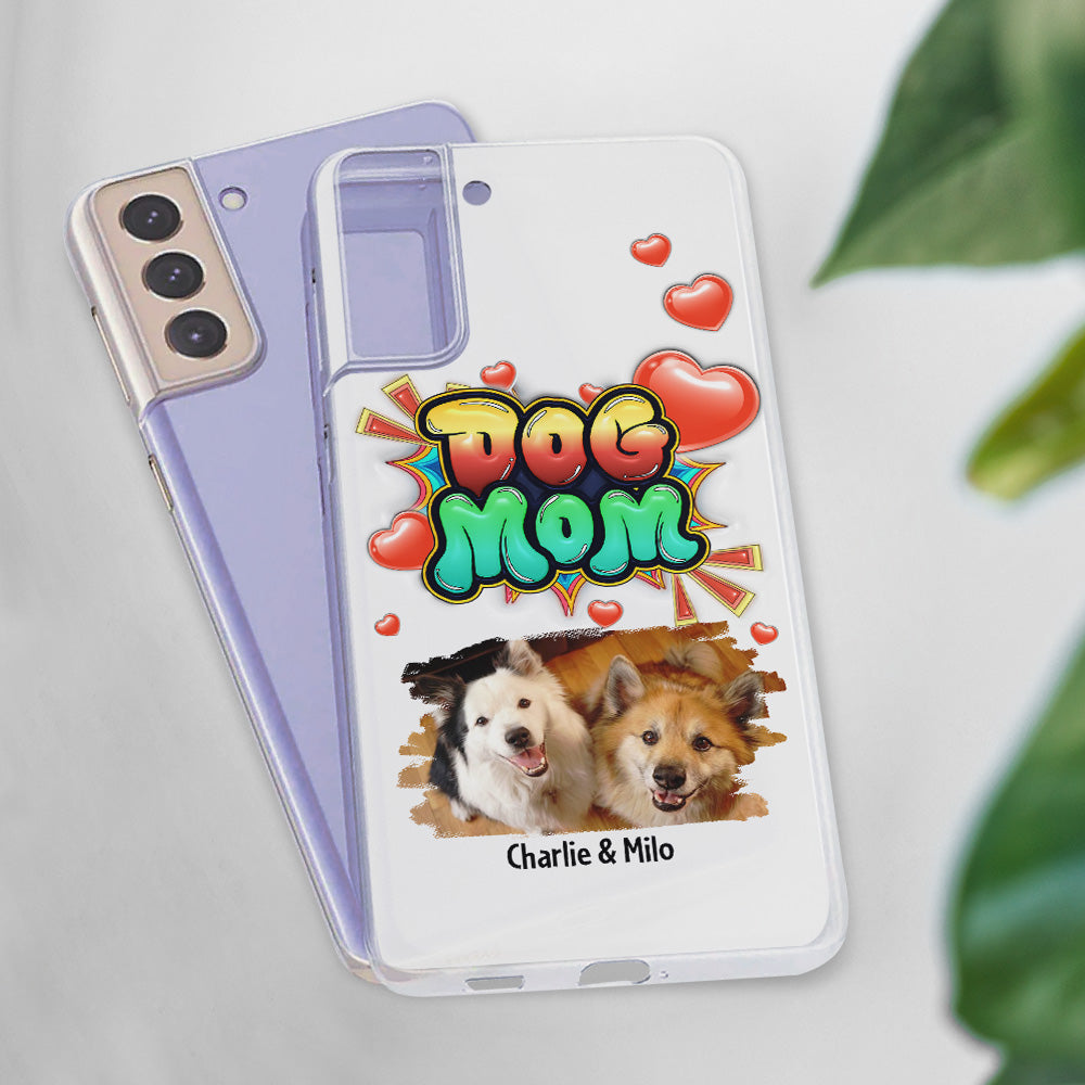 Dog Mom Gradient Photo - Personalized 3D Inflated Effect Phone Case