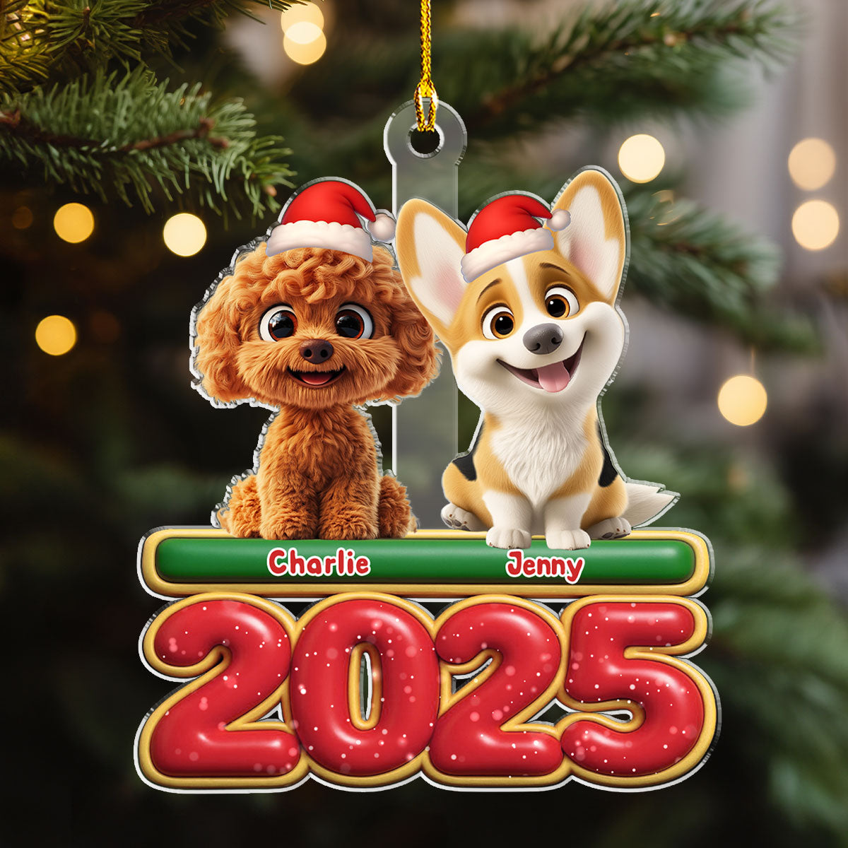 Custom Christmas Decor Home Birthday Gifts For Dog Lovers • My Dog Is Here - Personalized Acrylic Ornament