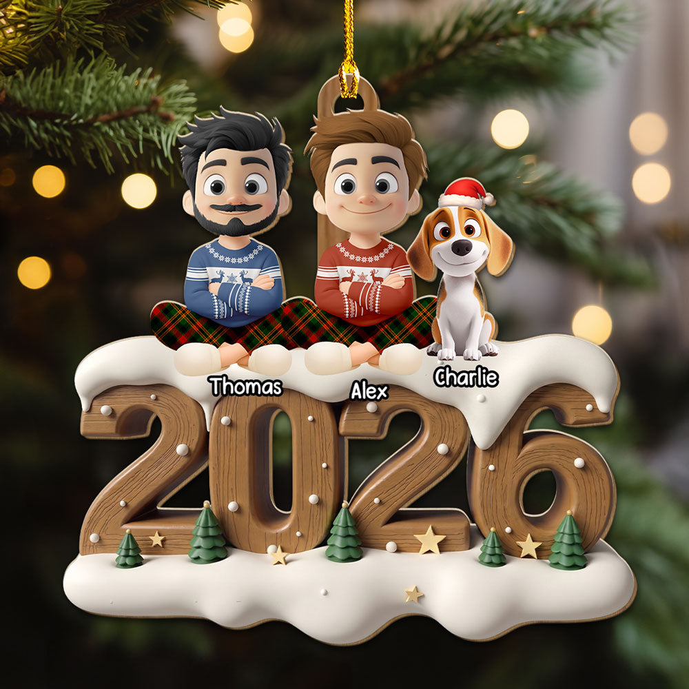 Custom Christmas Decor Home Birthday Gifts For Dog Lovers • Together This Year Onwards - Personalized 3D Effect Wood Ornament