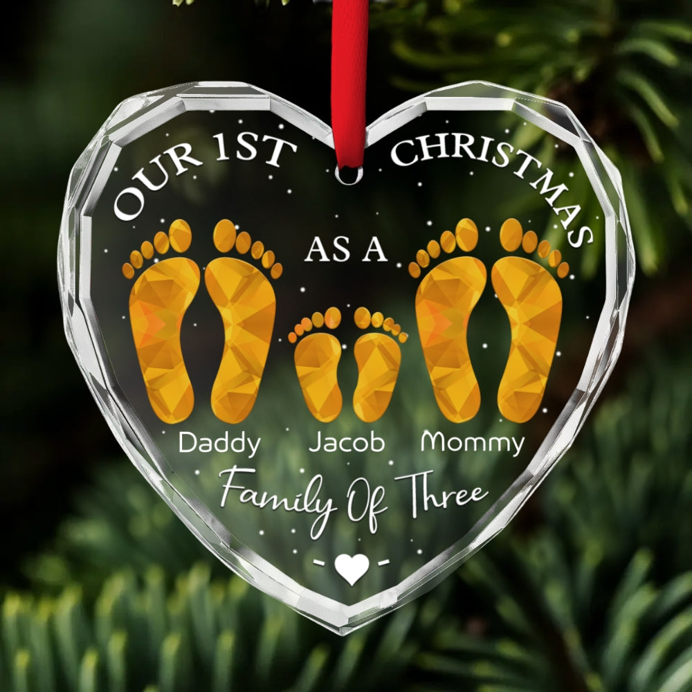 First Christmas As A Family - Personalized Glass Ornament