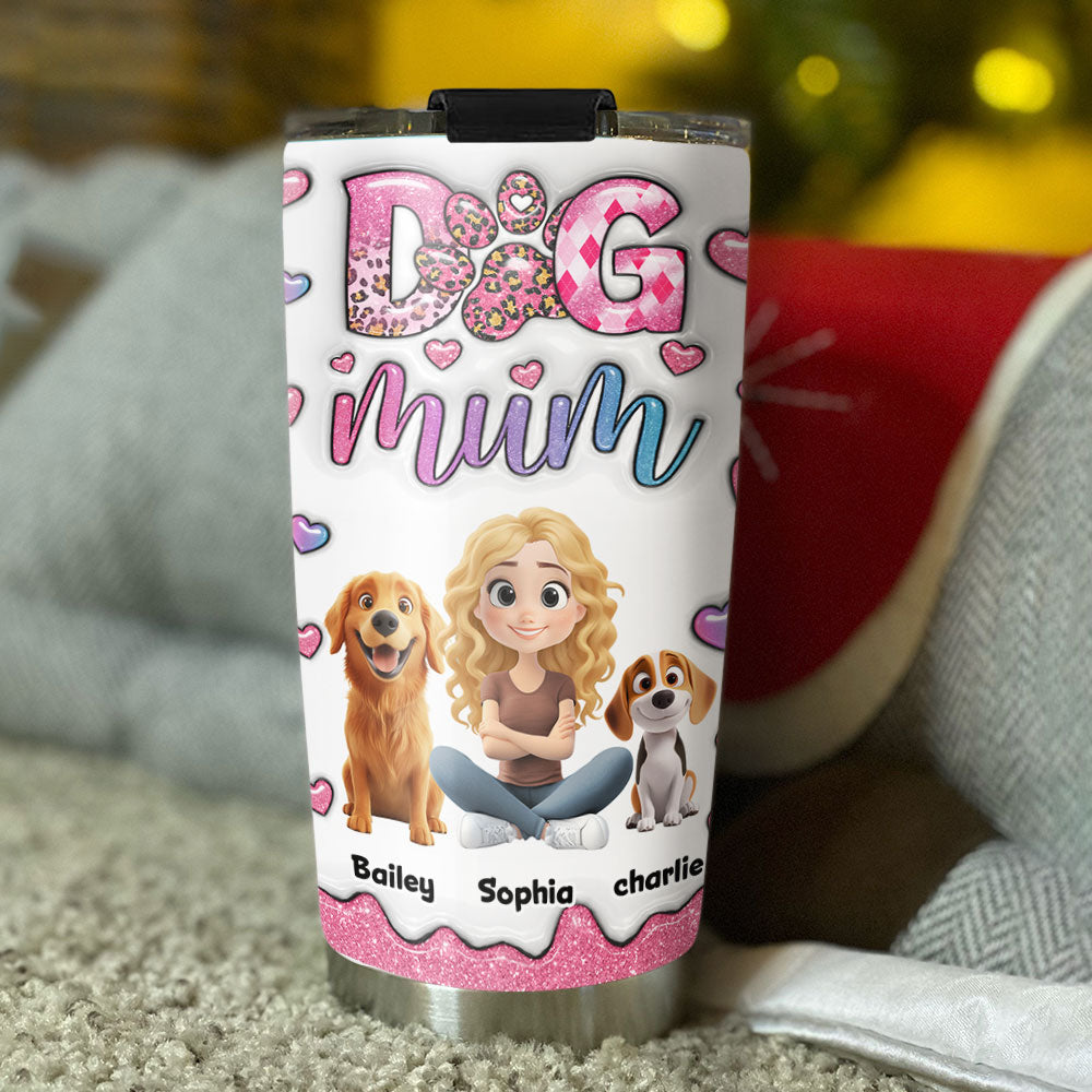 Custom Christmas Birthday Gifts For Dog Mom, Dog Lovers • Sparkle With You - Personalized 3D Inflated Effect Tumbler