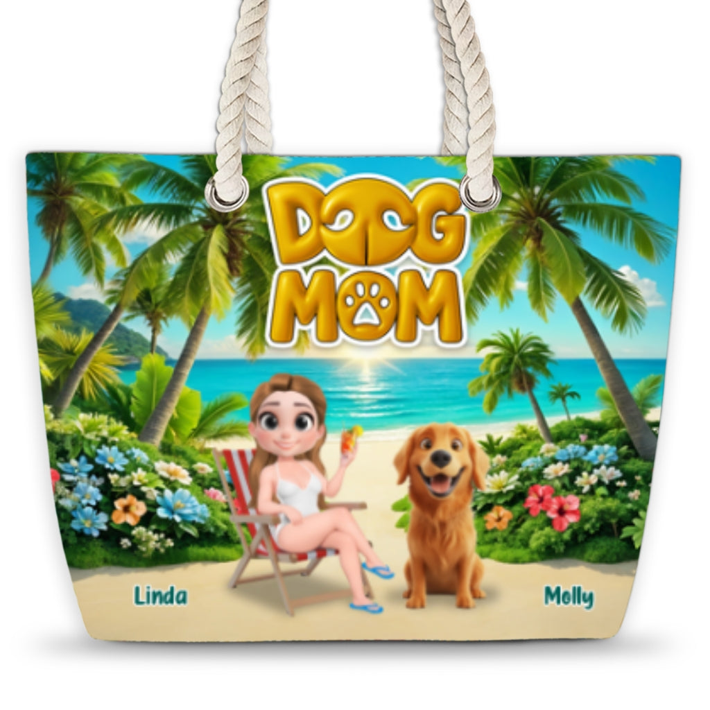 Custom Summer Trips Birthday Gifts For Dog Mom • Dog Mom Summer - Personalized Beach Bag