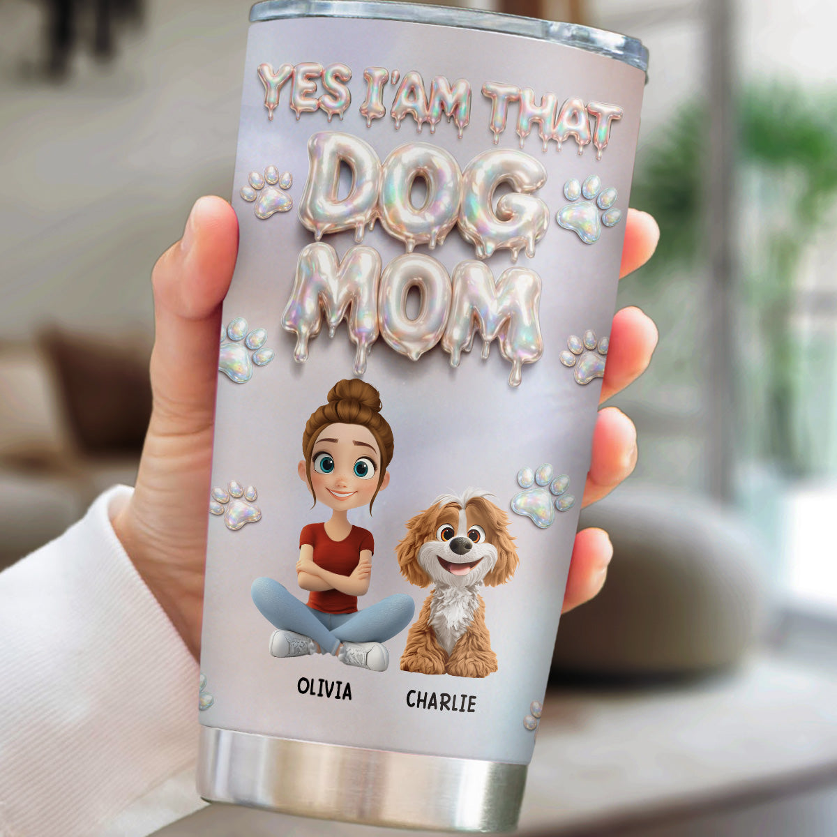 Custom Christmas Birthday Gifts For Dog Mom, Dog Lovers • Melting Into You - Personalized 3D Effect Tumbler