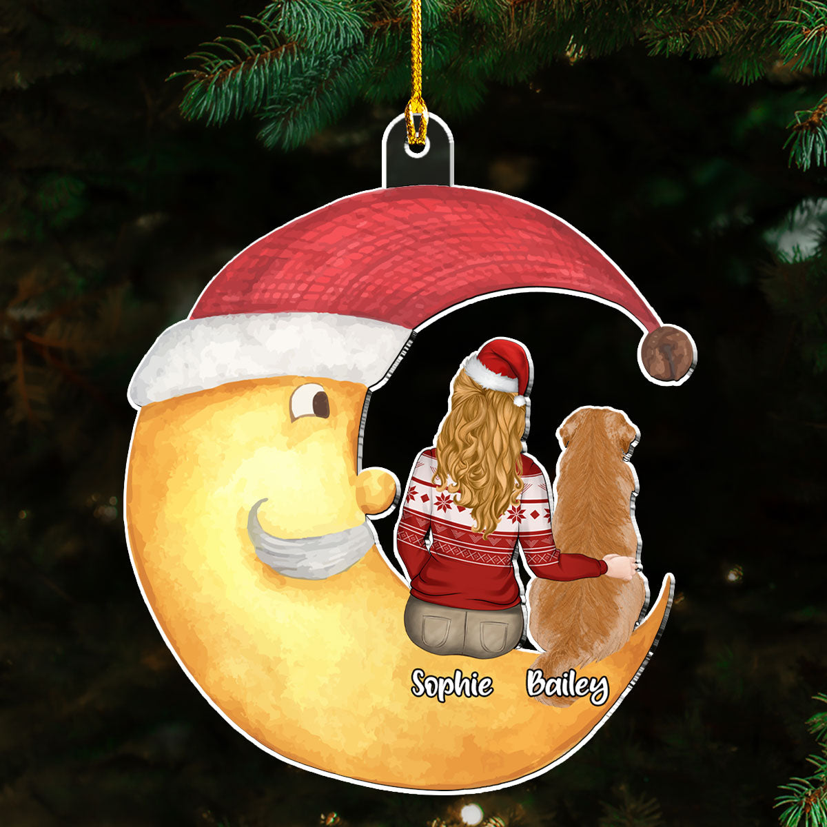 Custom Christmas Decor Home Birthday Gifts For Dog Mom, Dog Lovers • We Sitting On The Moon - Personalized Acrylic Ornament