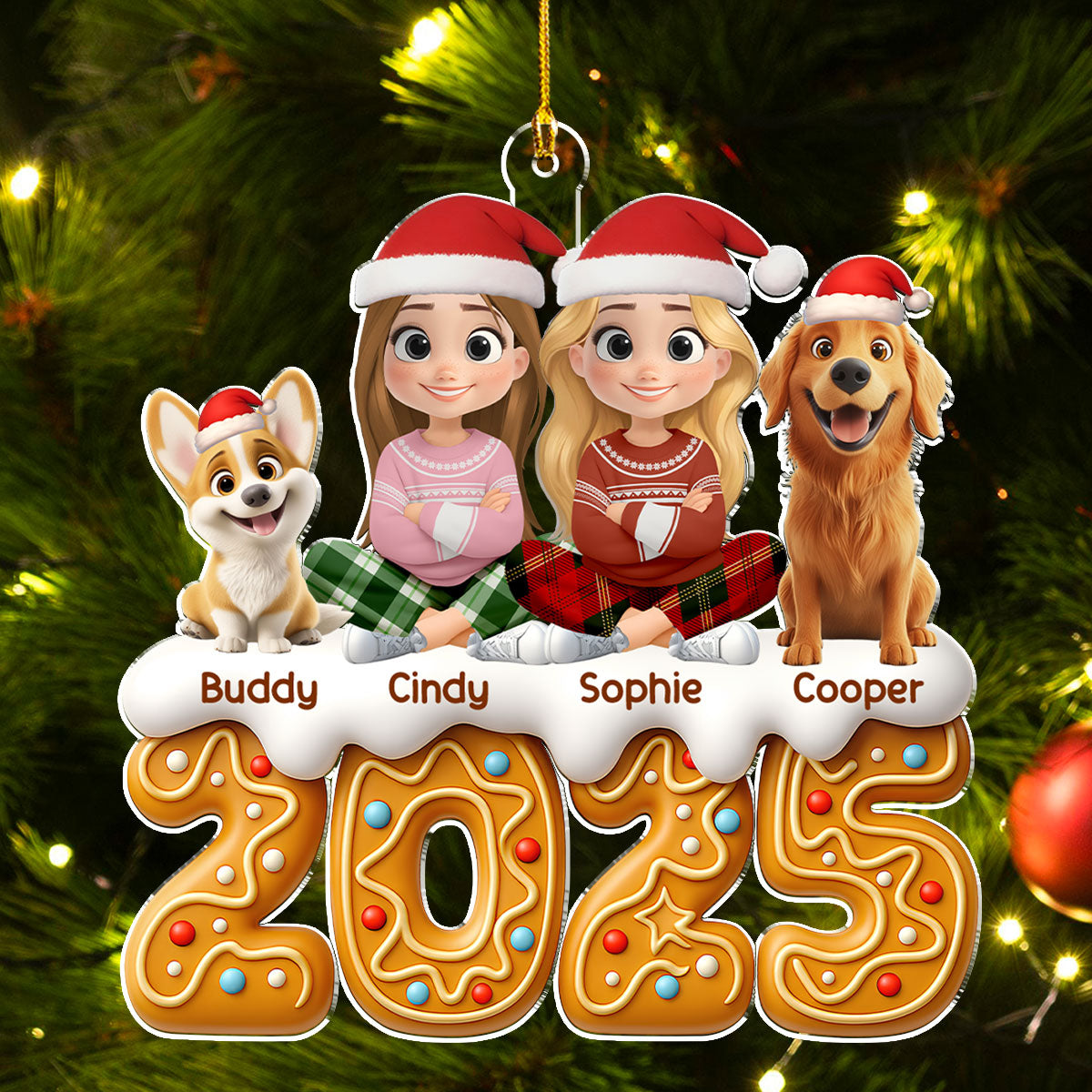 Custom Christmas Decor Home Birthday Gifts For Dog Lovers • Couple And Dog Of The Year Version 2 - Personalized Acrylic Ornament
