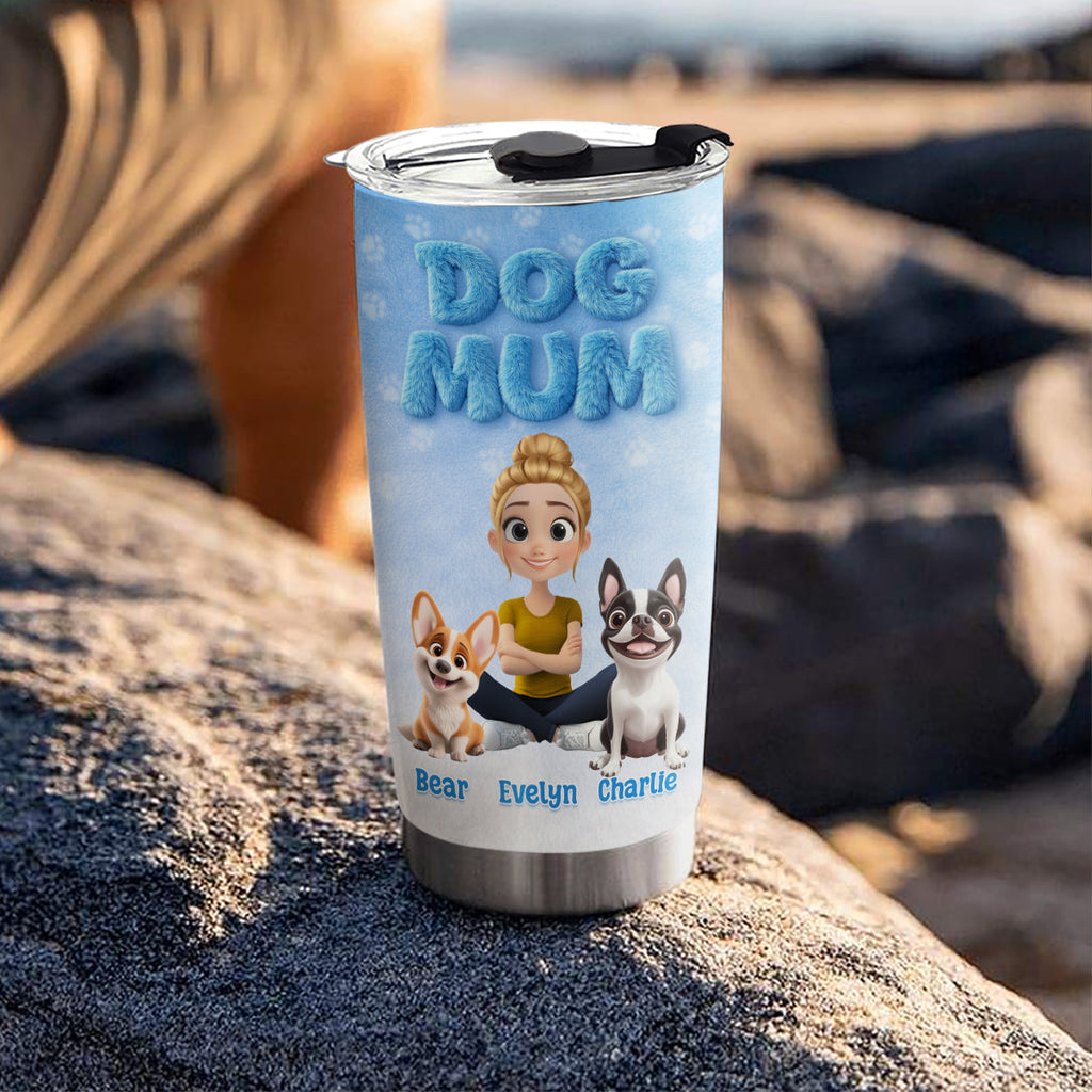 Custom Christmas Birthday Gifts For Dog Mom, Dog Lovers • Fur Mom Fur Dog - Personalized 3D Effect Tumbler