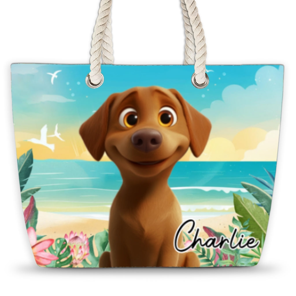 Dog At The Beach - Personalized Beach Bag