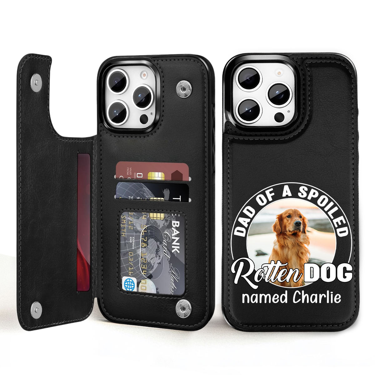 Spoiled Rotten Dog Chibi Cartoon Photo - Personalized Leather Phone Case
