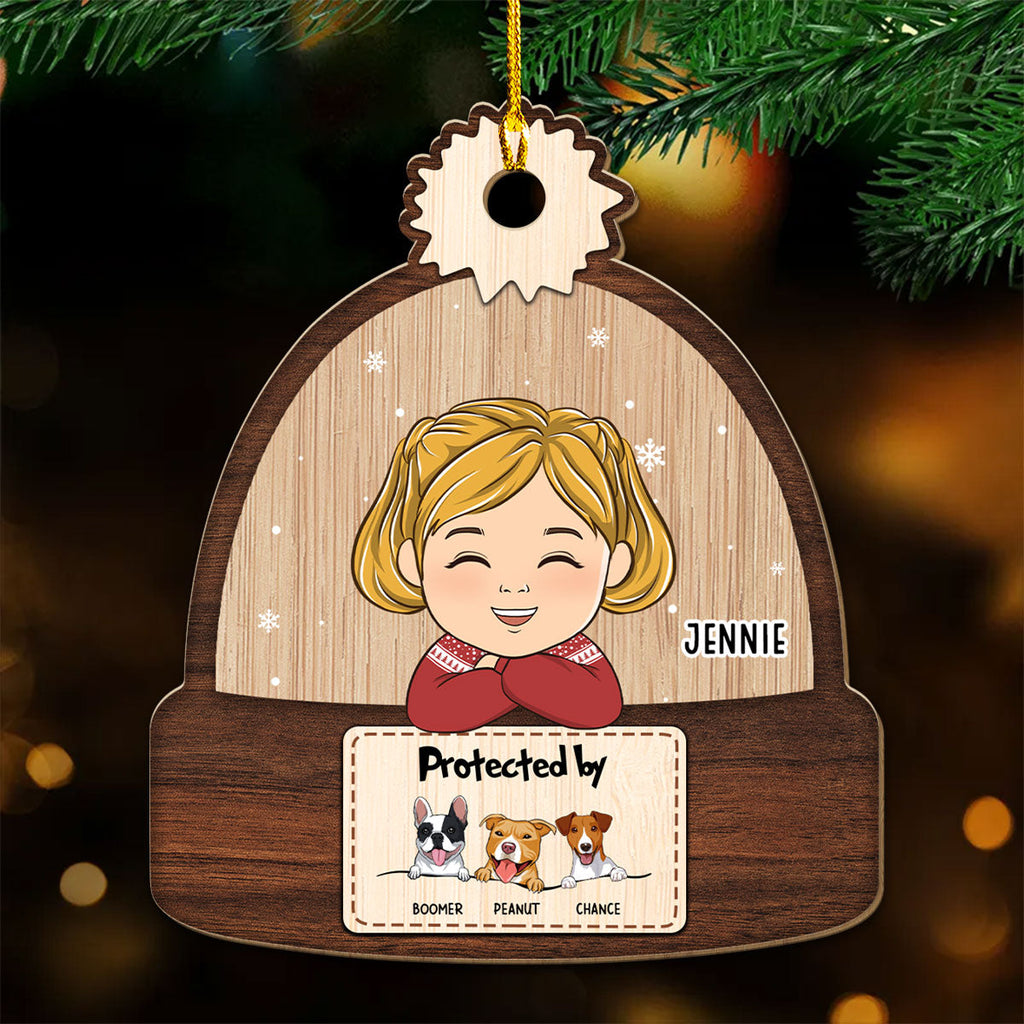 Protected By - Personalized Wood Ornament