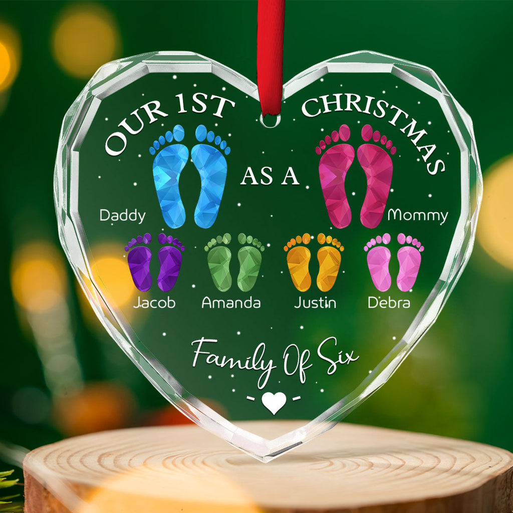 First Christmas As A Family - Personalized Glass Ornament
