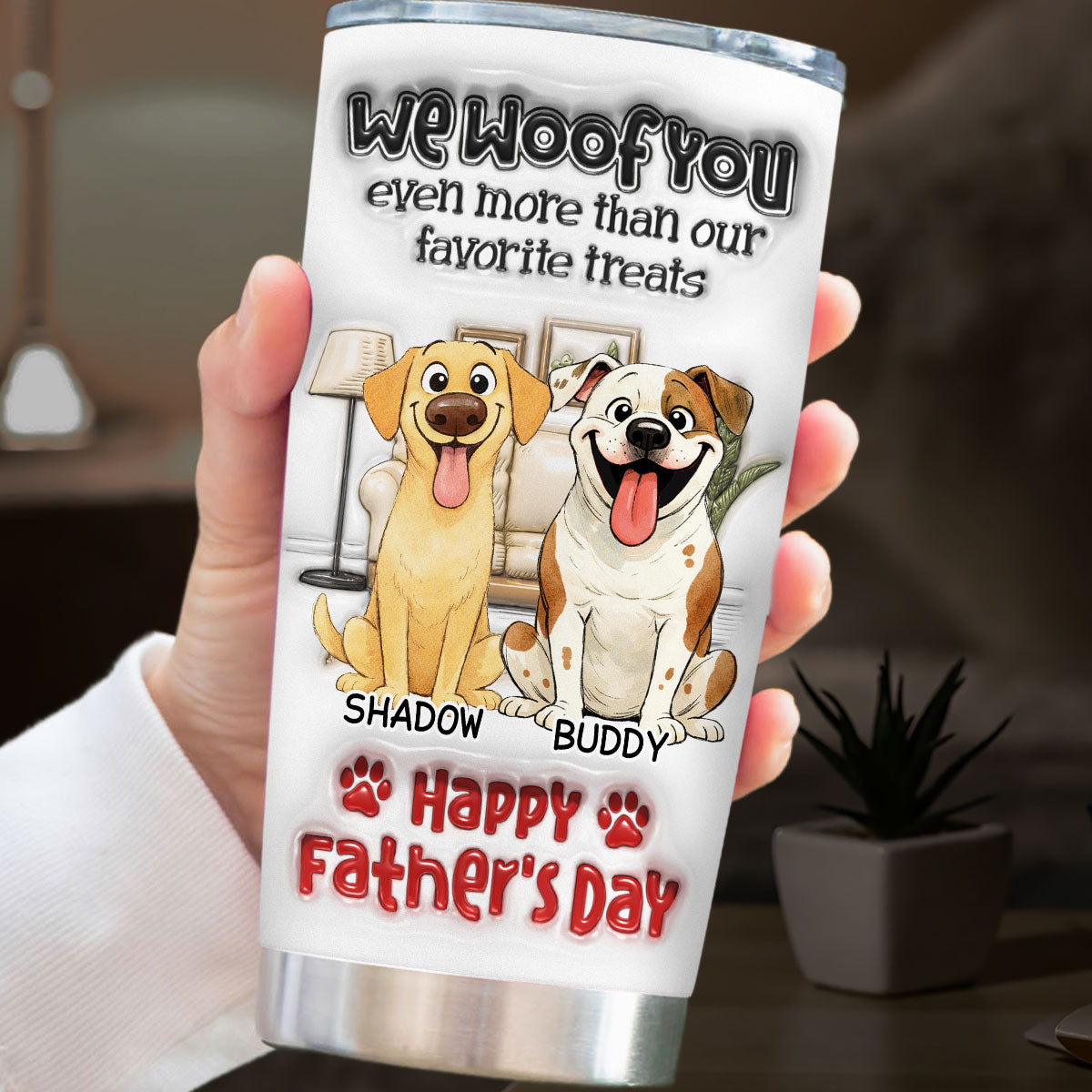 Custom Father's day Birthday Gifts For Dog Dad, Dog Lovers • Even More Than Anything - Personalized 3D Inflated Effect Tumbler